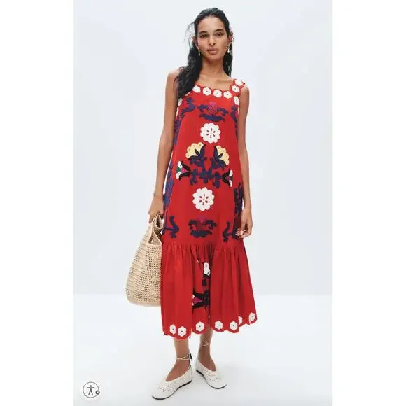 Sea New York Catrine Applique Tank Dress in Red Size XS - Picture 2 of 10